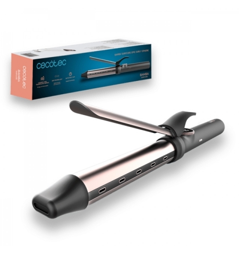Cecotec Bamba SurfCare Epic Curly Sphere Lockenstab Warm Schwarz, Bronze 1,8 m