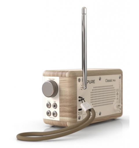 Pure DAB+ Radio Classic Mini Portátil Digital Crema de color, Madera