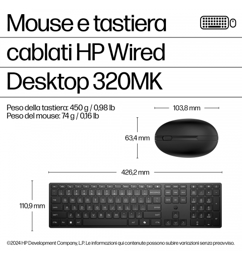 HP Teclado y ratón con cables Desktop 320MK