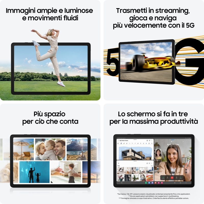 Samsung Galaxy Tab A9+ SM-X210RZAPEUE tablet Qualcomm Snapdragon 256 GB 27,9 cm (11") 8 GB Wi-Fi 5 (802.11ac) Android 13 Grafite