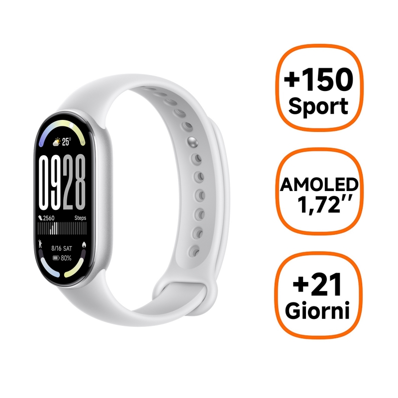 Xiaomi Band 10 AMOLED Bracelet connecté 4,37 cm (1.72") Argent