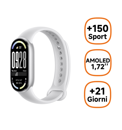 Xiaomi Band 10 AMOLED Bracelet connecté 4,37 cm (1.72") Argent