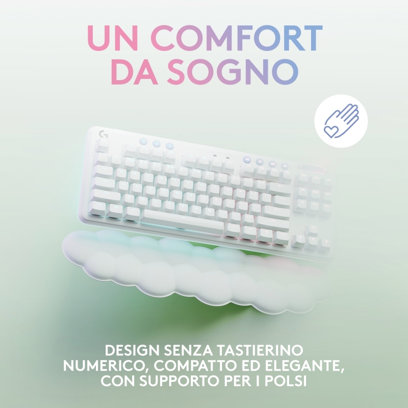 Logitech G G715 tastiera Gaming RF senza fili + Bluetooth QWERTY US International Bianco