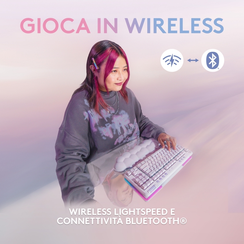 Logitech G G715 tastiera Gaming RF senza fili + Bluetooth QWERTY US International Bianco