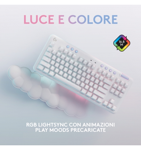 Logitech G G715 tastiera Gaming RF senza fili + Bluetooth QWERTY US International Bianco