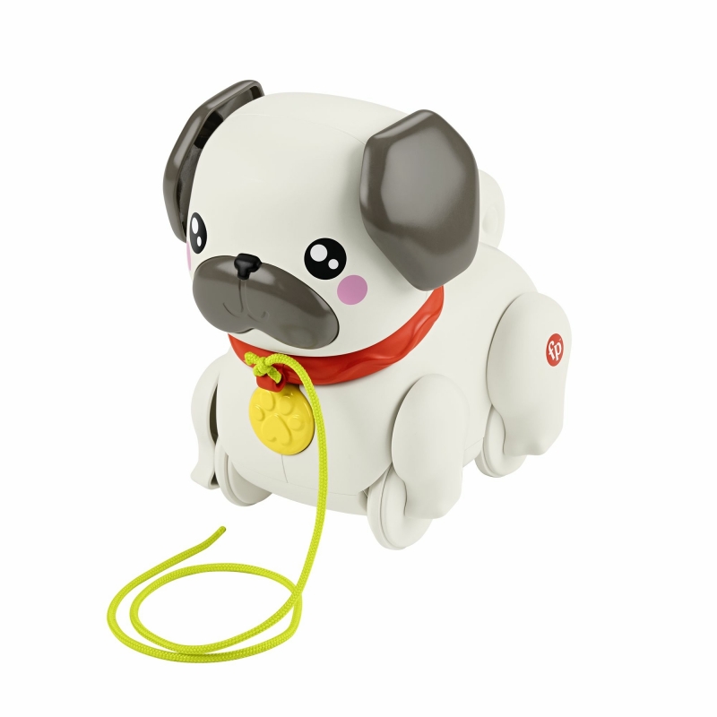 Fisher-Price FP Pets Walk-the-Pup Pug Baby & Toddler Pull Toy with Motion & Sounds