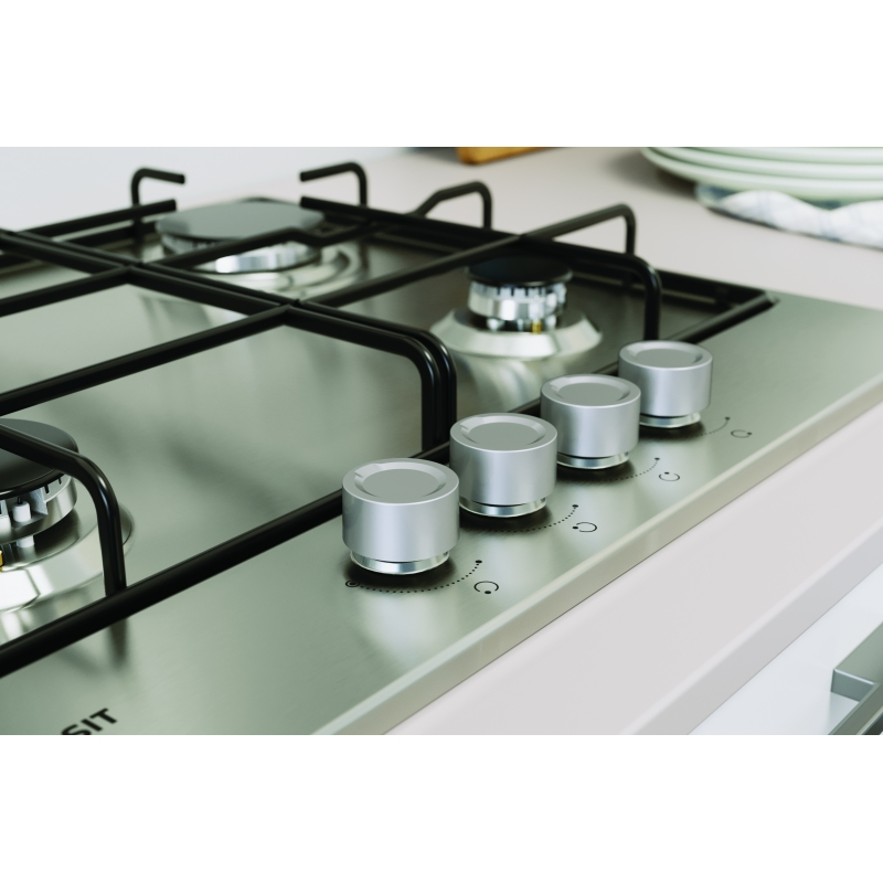 Indesit THP 642 IX I 1 piano gas inox 60cm 4 fuochi griglie smaltate
