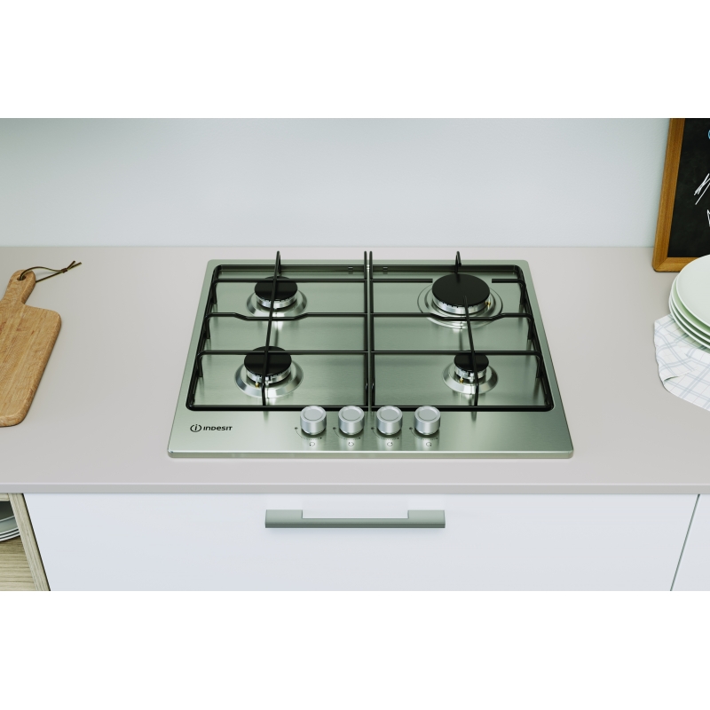 Indesit THP 642 IX I 1 piano gas inox 60cm 4 fuochi griglie smaltate