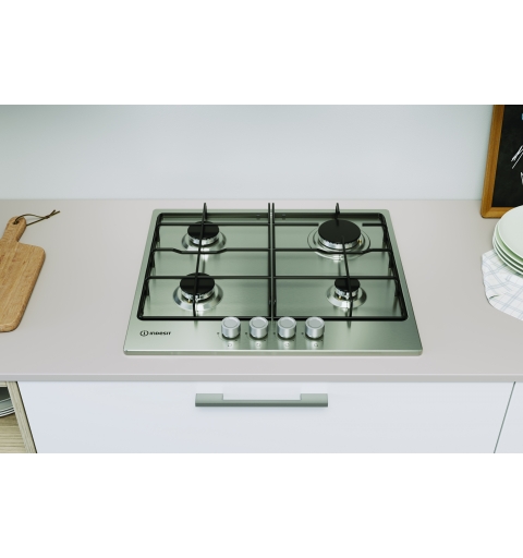 Indesit THP 642 IX I 1 piano gas inox 60cm 4 fuochi griglie smaltate