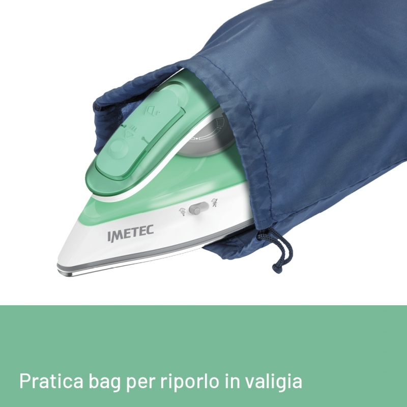 Imetec Nuvola Trocken- & Dampfbügeleisen Edelstahl-Bügelsohle 1000 W Aqua-Farbe, Weiß