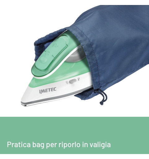 Imetec Nuvola Trocken- & Dampfbügeleisen Edelstahl-Bügelsohle 1000 W Aqua-Farbe, Weiß