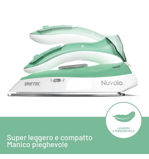 Imetec Nuvola Trocken- & Dampfbügeleisen Edelstahl-Bügelsohle 1000 W Aqua-Farbe, Weiß