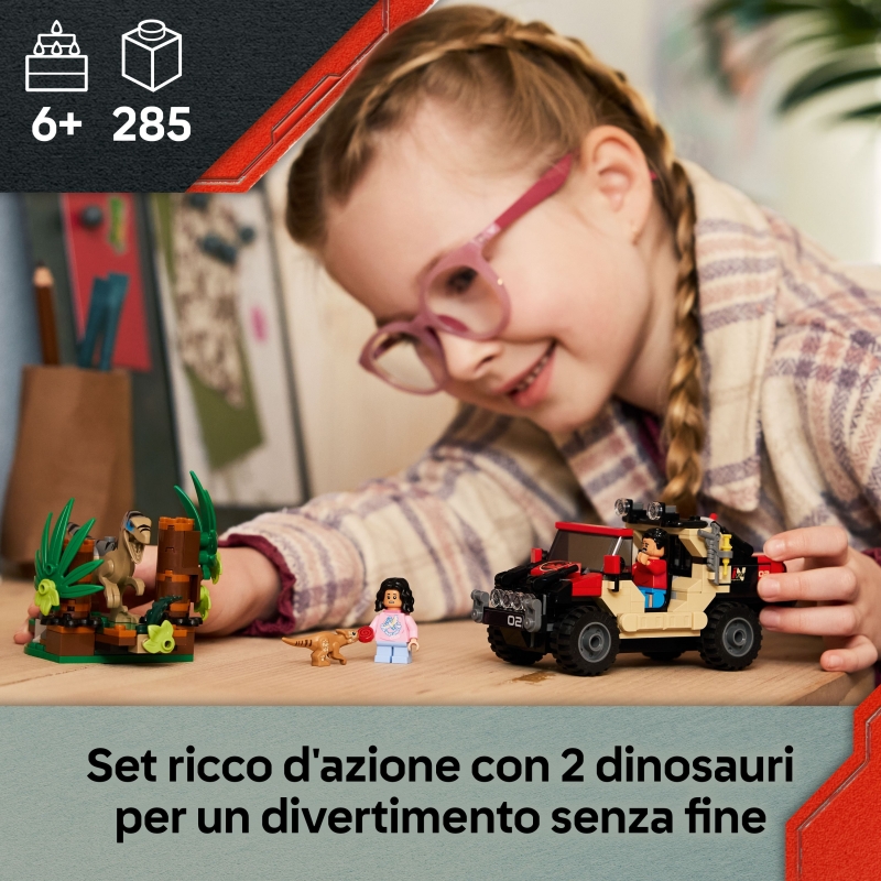 LEGO Fuga dal Raptor sul fuoristrada