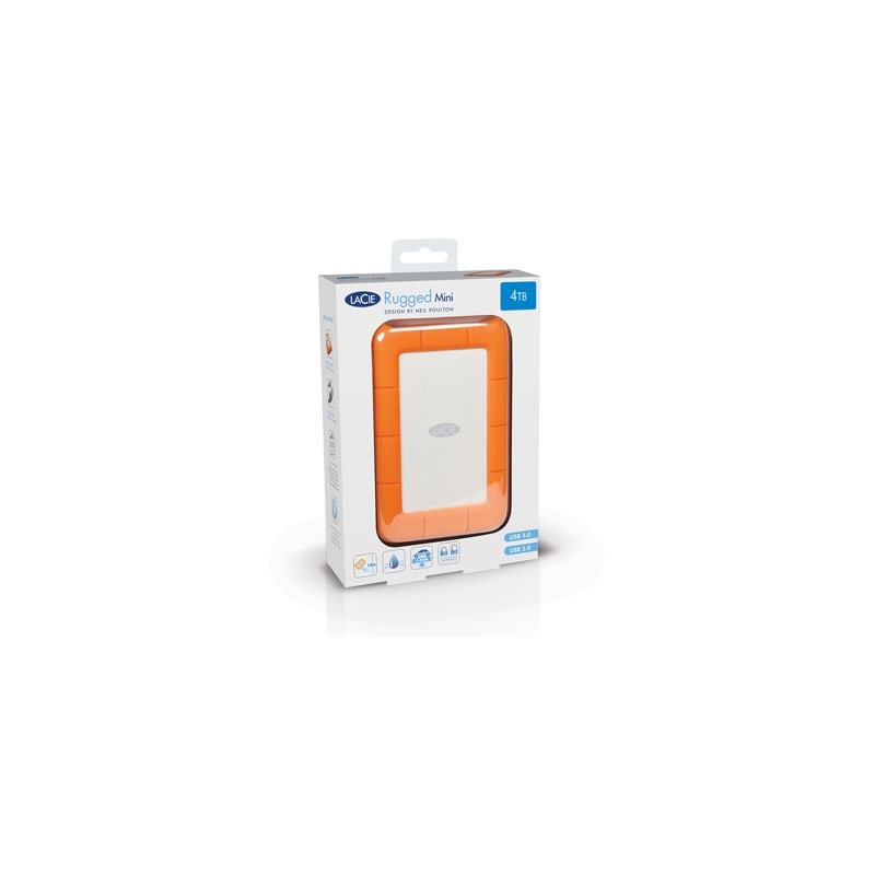 LaCie Rugged Mini disco rigido esterno 2 TB 5400 Giri min Micro-USB B 3.2 Gen 1 (3.1 Gen 1) Arancione, Argento