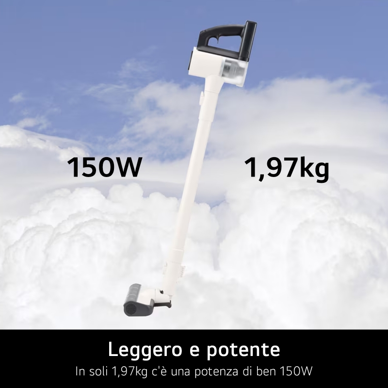 LG CordZero A9 Air, Aspirapolvere 150W, 40 min, 1 spazzola + 2 accessori, Autoportante, Corpo leggero, Calming Beige