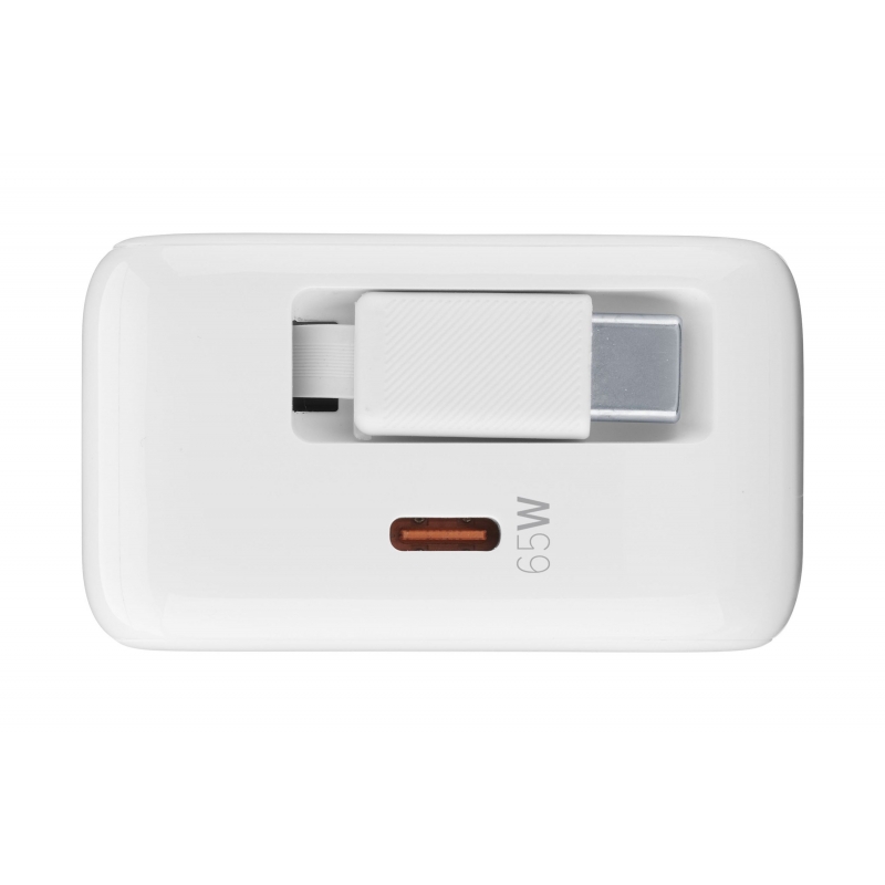 Cellularline Retractable Power 65W Caricabatterie da rete 65W con cavo retrattile USB-C e porta USB-C