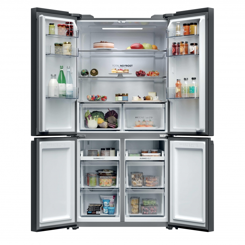 Haier HCR39F19ENPT Side-by-Side Kühlkombination Freistehend 646 l E Schwarz