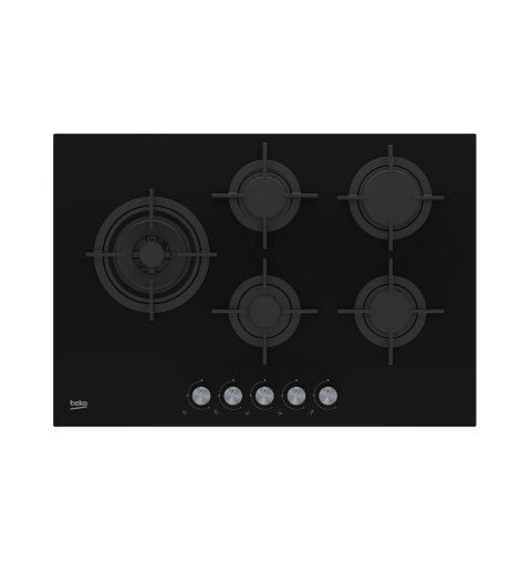 Beko HILL 75222 S plaque Noir Intégré 75 cm Gaz 5 zone(s)