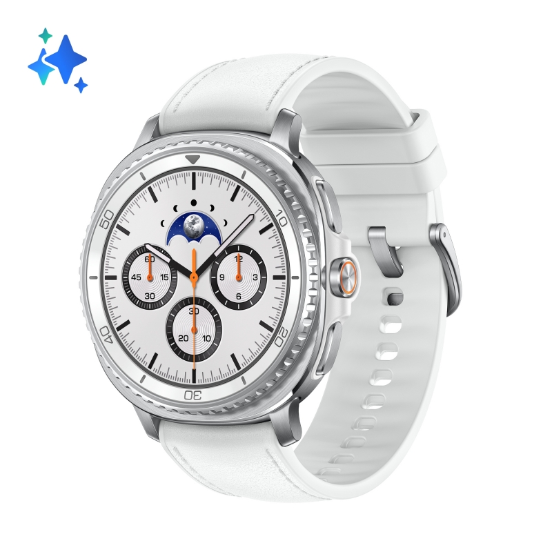 Samsung Galaxy Watch8 Classic (White, BT, 46mm) Smartwatch Galaxy AI, design resistente agli urti, lunetta girevole, processore