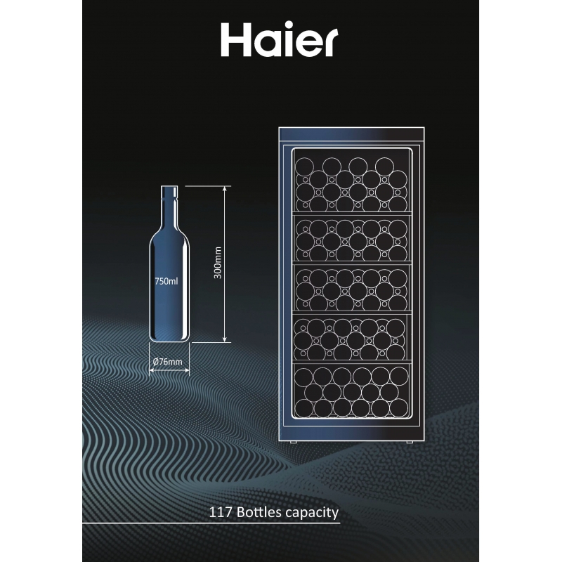 Haier Wine Bank 60 Serie 5 WS120GA Compressor wine cooler Freestanding Black 117 bottle(s)