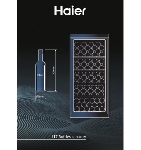 Haier Wine Bank 60 Serie 5 WS120GA Compressor wine cooler Freestanding Black 117 bottle(s)