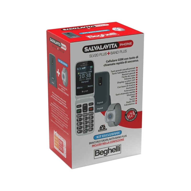 Beghelli SLV 20 + BAND PLUS 7,11 cm (2.8") 100 g Grigio Telefono per anziani