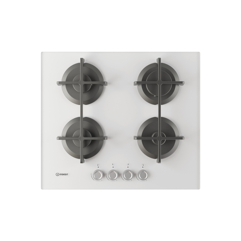 Indesit ING 61T WH 1 piano gas vetro tortora 60cm 4 fuochi griglie in ghisa lavabili in lavastoviglie
