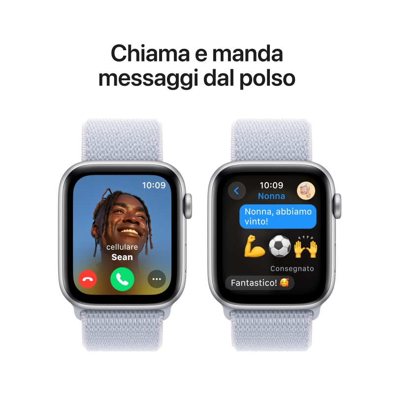 Apple Watch SE GPS 44mm Cassa in Alluminio Color Argento con Blu tempesta Sport Loop