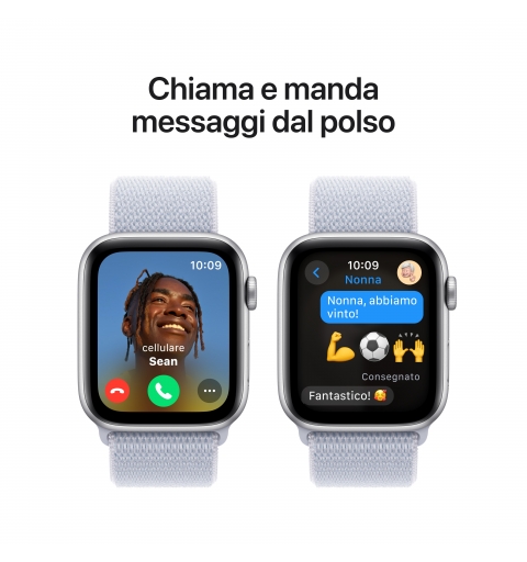 Apple Watch SE GPS 44mm Cassa in Alluminio Color Argento con Blu tempesta Sport Loop