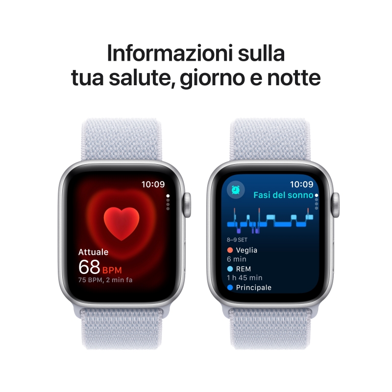 Apple Watch SE GPS 44mm Cassa in Alluminio Color Argento con Blu tempesta Sport Loop