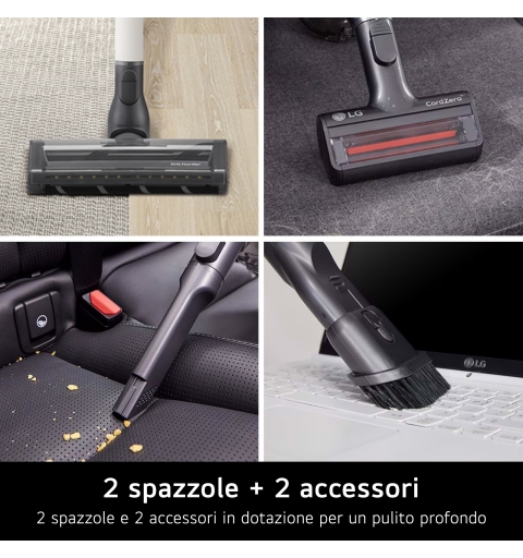 LG CordZero All-in-One A9T, Aspirapolvere senza filo 260W, Auto-svuotamento, 2 spazzole + 2 accessori, Wi-Fi, Beige