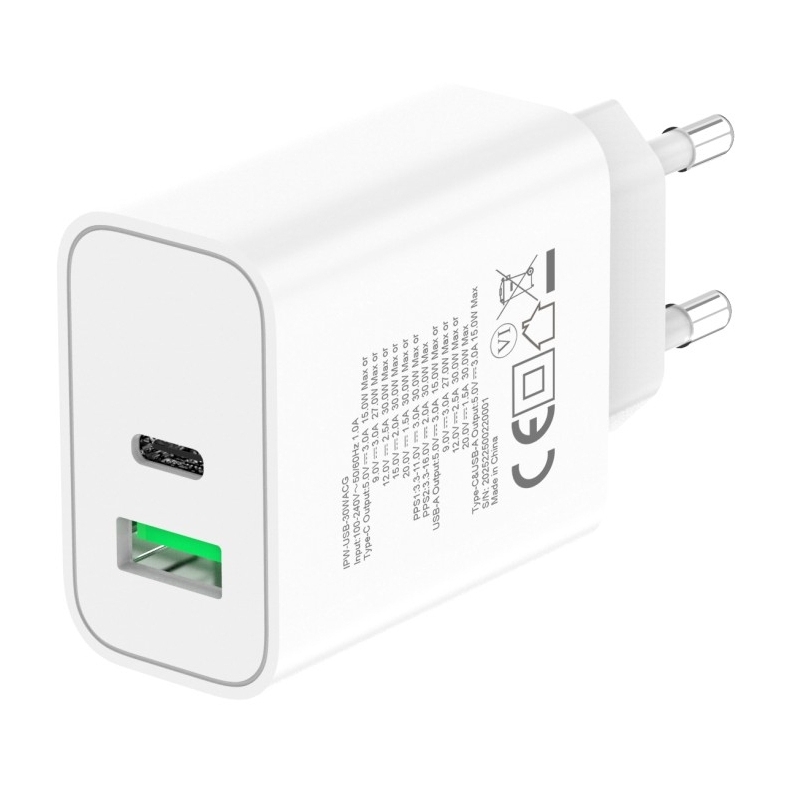 Techly IPW-USB-30WACG mobile device charger Universal White AC Fast charging Indoor
