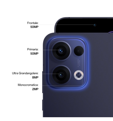 OPPO Reno13 5G AI Smartphone, Tripla fotocamera 50+8+2MP, Selfie 50MP, Display 6.59” 120HZ AMOLED FHD+, 5600mAh, RAM