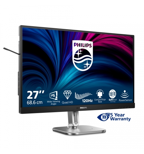 Philips 4000 series 27B2N4500 00 computer monitor 68.6 cm (27") 2560 x 1440 pixels Quad HD LCD Grey