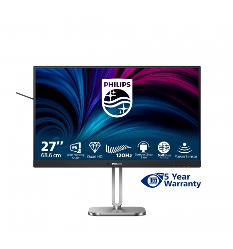 Philips 4000 series 27B2N4500 00 computer monitor 68.6 cm (27") 2560 x 1440 pixels Quad HD LCD Grey