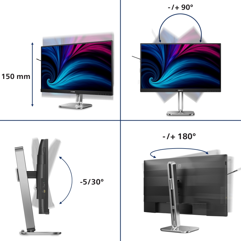 Philips 4000 series 27B2N4500 00 computer monitor 68.6 cm (27") 2560 x 1440 pixels Quad HD LCD Grey
