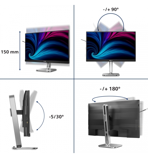 Philips 4000 series 27B2N4500 00 computer monitor 68.6 cm (27") 2560 x 1440 pixels Quad HD LCD Grey