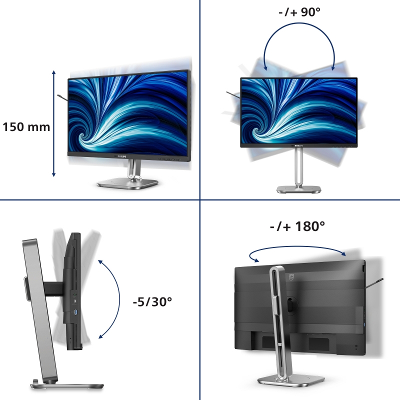 Philips 4000 series 24B2N4200 00 écran plat de PC 60,5 cm (23.8") 1920 x 1080 pixels Full HD LCD Gris
