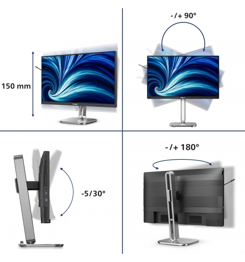 Philips 4000 series 24B2N4200 00 écran plat de PC 60,5 cm (23.8") 1920 x 1080 pixels Full HD LCD Gris