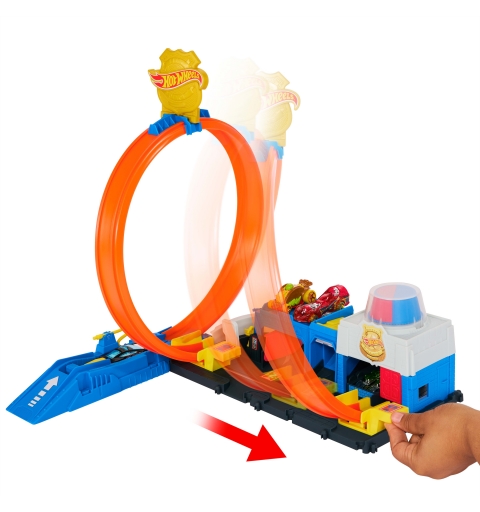 Hot Wheels City Super Police Station Playset with 1 64 Scale Police Toy Car & Adjustable Track Loop
