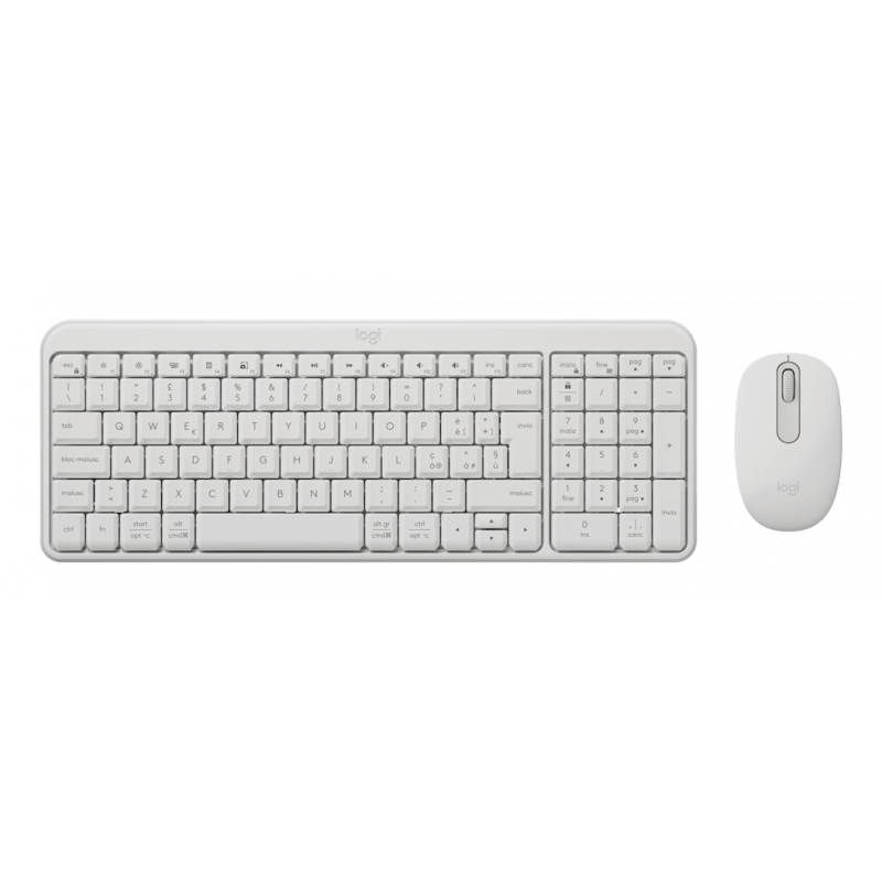 Logitech MK250 Compact Bluetooth Wireless Combo keyboard Mouse included Universal RF Wireless + Bluetooth Italian White