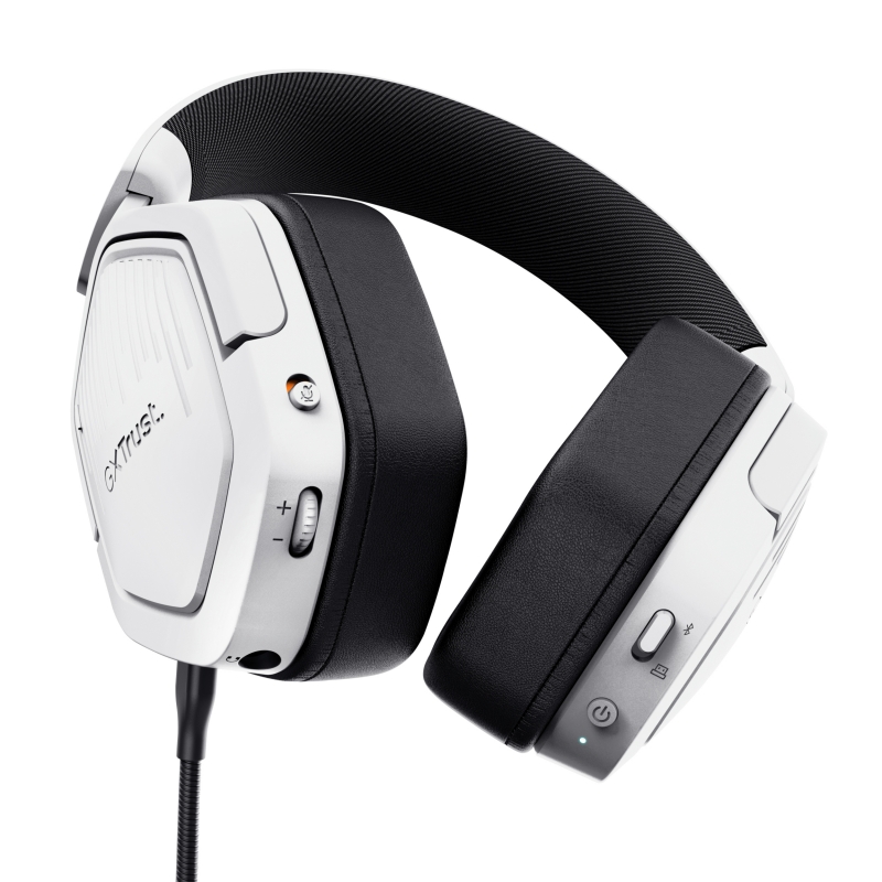 Trust GXT 493W Carus Auricolare Con cavo e senza cavo A Padiglione, Casco Gaming USB Type-C USB Type-A Bluetooth Bianco