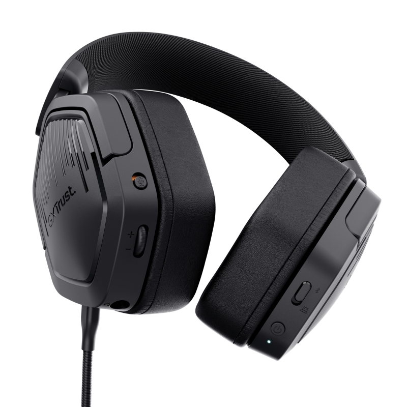 Trust GXT 493 Carus Auricolare Con cavo e senza cavo A Padiglione, Casco Gaming USB Type-C USB Type-A Bluetooth Nero