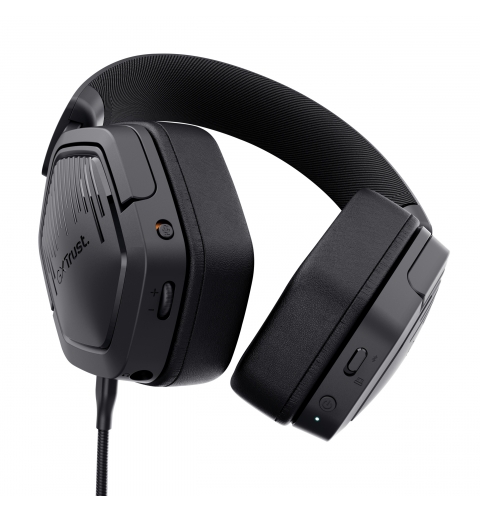 Trust GXT 493 Carus Auricolare Con cavo e senza cavo A Padiglione, Casco Gaming USB Type-C USB Type-A Bluetooth Nero