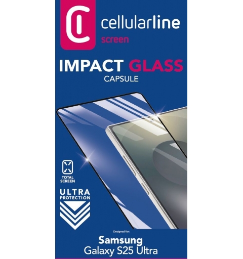 Cellularline Impact Glass Capsule - Galaxy S25 Ultra Verre trempé résistant d'un bord à l'autre