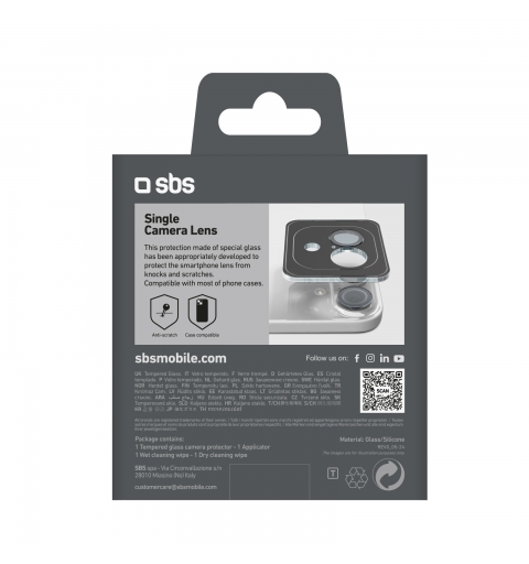 SBS TESINCAMGLIP16K protezione per lo schermo e il retro dei telefoni cellulari Protezione per obiettivo della fotocamera Apple