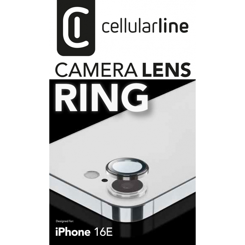 Cellularline Camera Lens Ring - iPhone 16e Tempered glass for camera protection