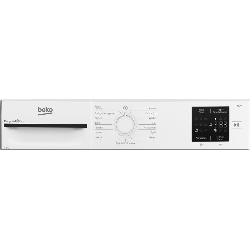 Beko BMT83EW 8kg, Classe D, Linea Estetica NX, motore asincrono, Display digitale, colore Bianco, oblò Bianco