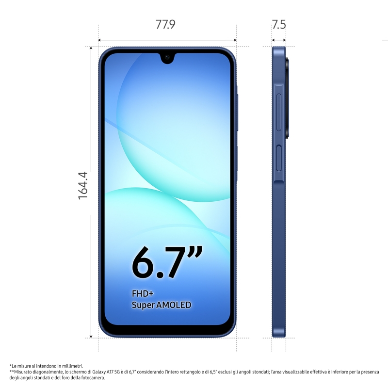 Samsung Galaxy A17 5G 17 cm (6.7") 8 Go 256 Go 5000 mAh Bleu