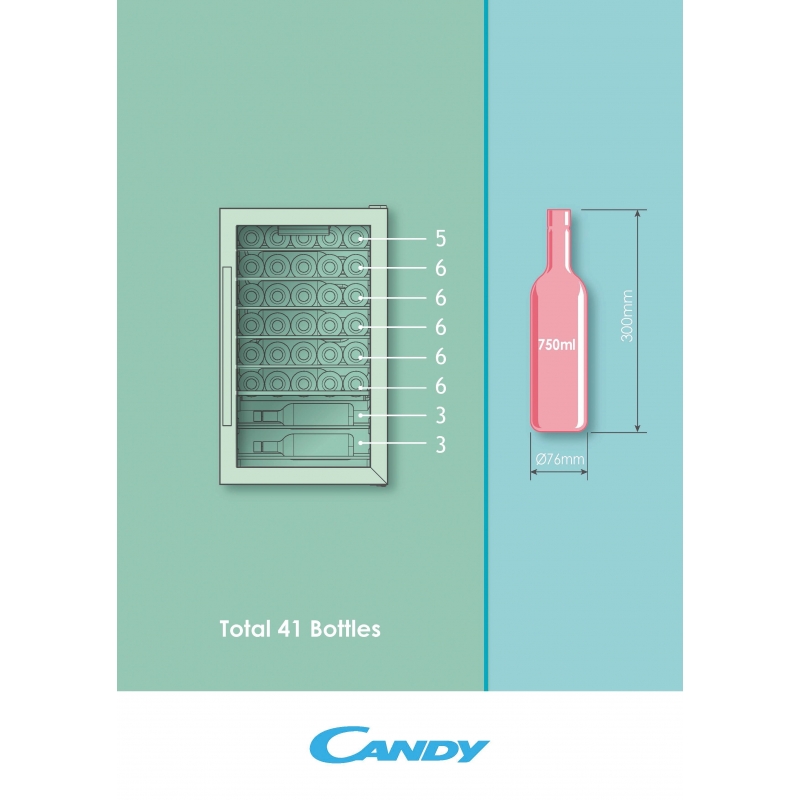 Candy DiVino CWC 150 EM NF Compressor wine cooler Freestanding Black 41 bottle(s)